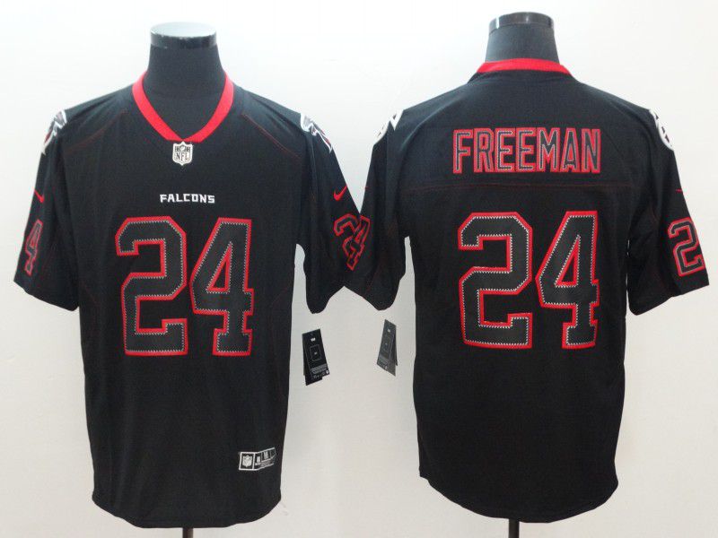 Men Atlanta Falcons 24 Freeman Nike Lights Out Black Color Rush Limited NFL Jerseys